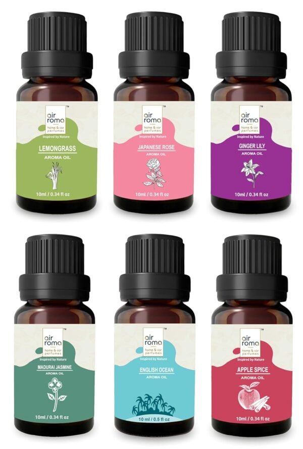 AIR-ROMA Premium Aroma Diffuser Oil Gift Set 6 Fragrances 60 ml Premium Aroma Diffuser Oil Gift Set – 6 Fragrances (10 ml Each, 60 ml Total)