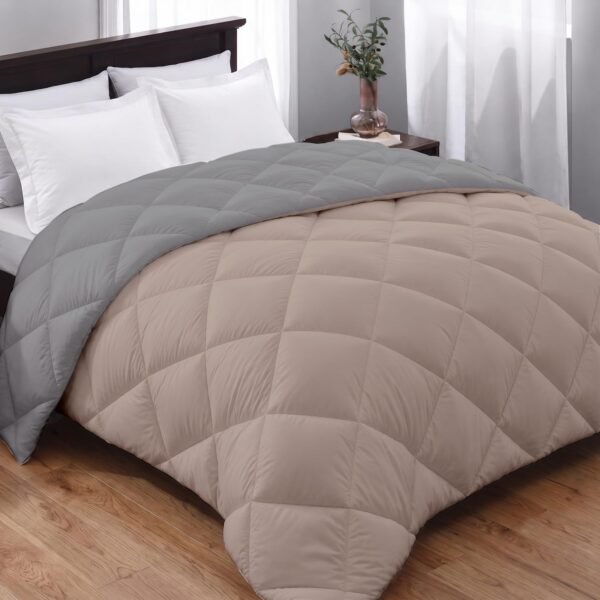 AYKA 220 GSM Reversible Microfiber Comforter for Single Bed Reversible 220 GSM Microfiber AC Comforter for Single Bed, All Season Lightweight Quilt (Grey & Taupe, 60 × 90 Inch)