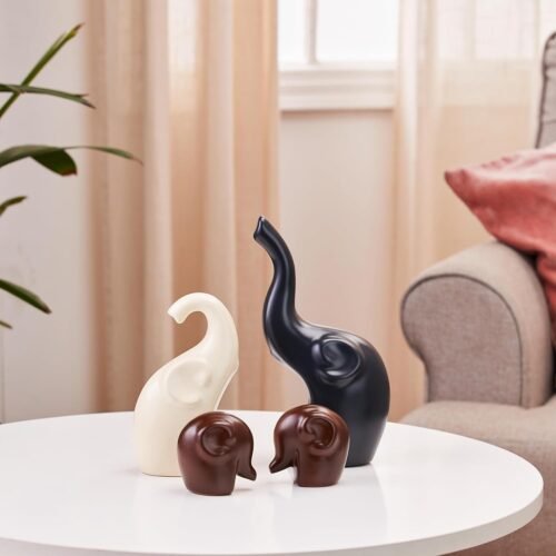 Elephant Family Ceramic Figurines Set of 4