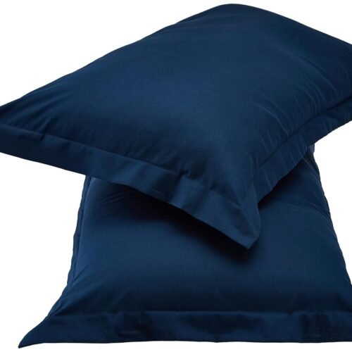 Amazon Brand Solimo Brushed Cotton Pillow Covers Set of 2 Navy Blue Brushed Cotton Pillow Covers (17 × 27 Inches, Navy Blue, Set of 2)