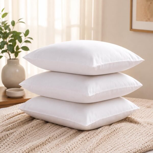 Microfiber Filled Cushion Set (16 × 16 Inches, Pack of 3, White)