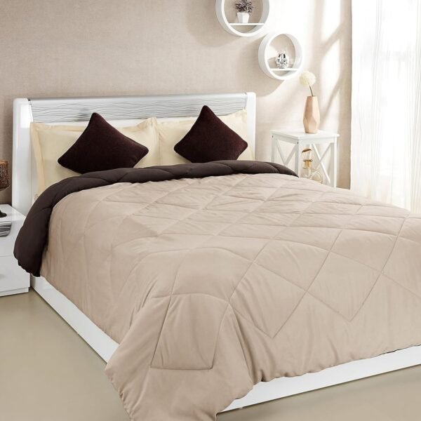 Amazon Brand Solimo Reversible Comforter Double Bed 200 GSM Shridya Microfiber Reversible Comforter for Double Bed (Subtle Beige & Walnut Brown, 200 GSM)