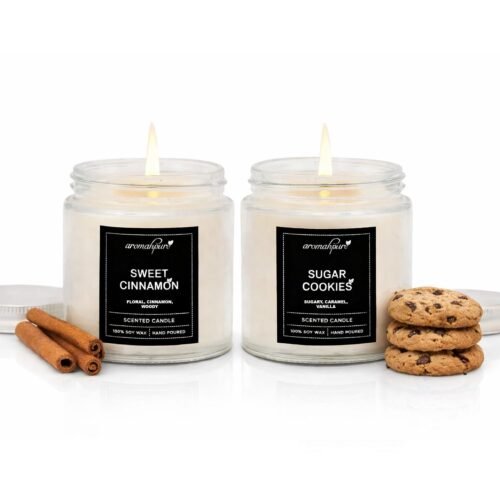 Handcrafted Soy Wax Scented Candle Gift Set – Sugar Cookies & Sweet Cinnamon (Pack of 2)
