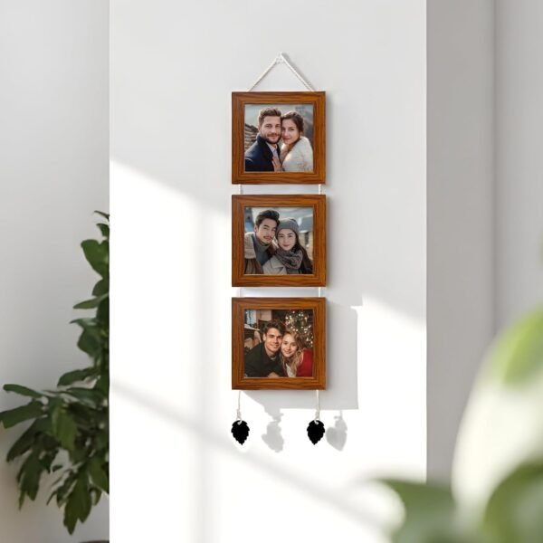 Wall Hanging Photo Frame Set of 3 | 5x5 Inch Wooden Picture Frames for Home & Office