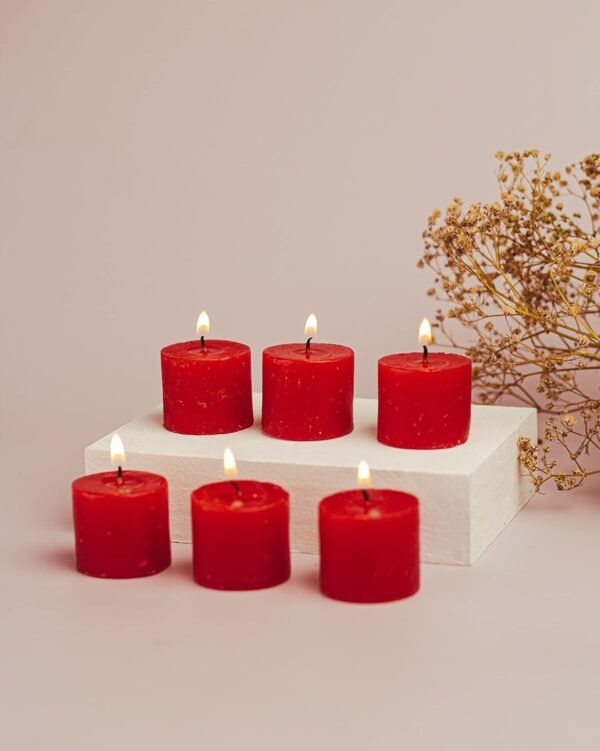 Raspberry Scented Votive Candles – Pack of 6 Smokeless Decorative Candles