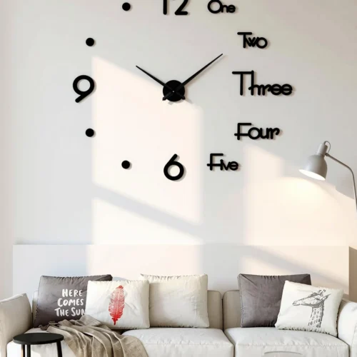 3D DIY Acrylic Wall Clock – Large Frameless Decorative Quartz Clock (60 × 60 cm)