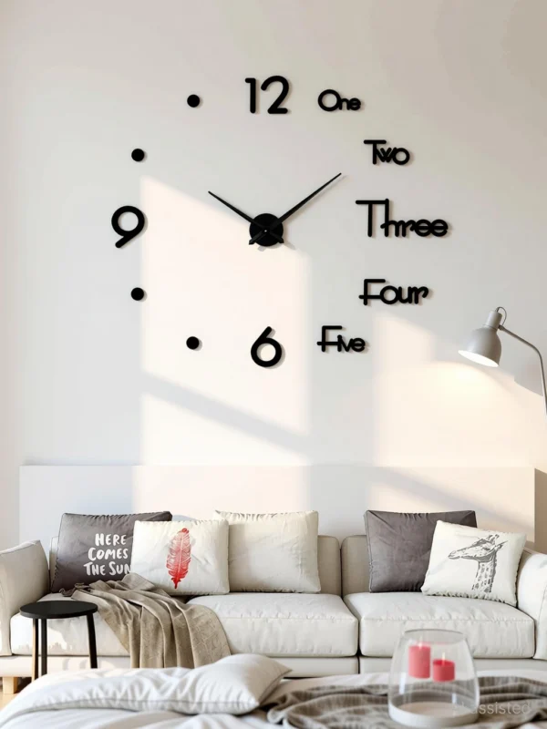 3D DIY Acrylic Wall Clock – Large Frameless Decorative Quartz Clock (60 × 60 cm)