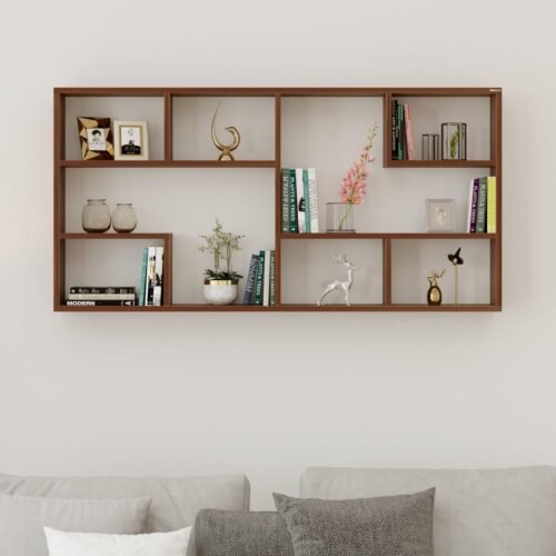 Petree Engineered Wood Wall Shelf | 8-Tier Decorative Floating Display Shelf