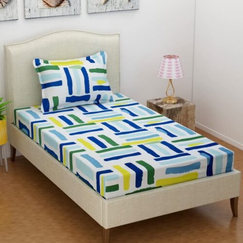 BSB HOME 200 TC Cotton Single Bedsheet with Pillow Cover 200 TC Cotton Single Bedsheet with Pillow Cover (Multicolor Striped)