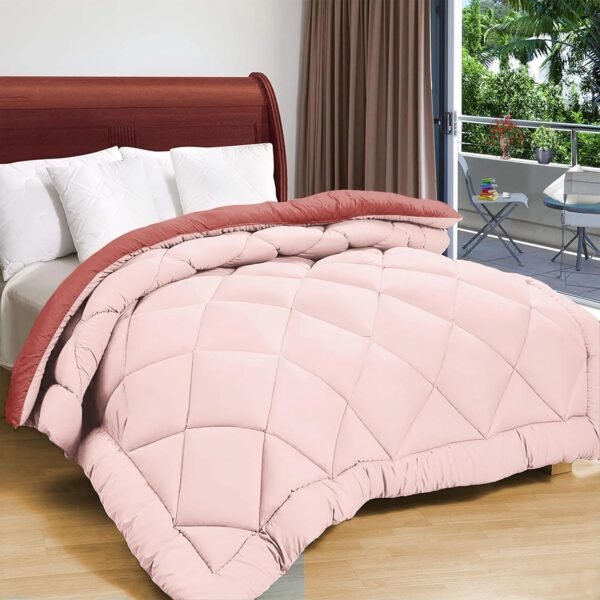 BSB HOME 220 GSM Reversible Comforter for Single Bed 220 GSM Solid Plain Reversible Microfiber AC Comforter for Single Bed, All Season Quilted Comforter (Candy Pink, 220 × 152 cm)