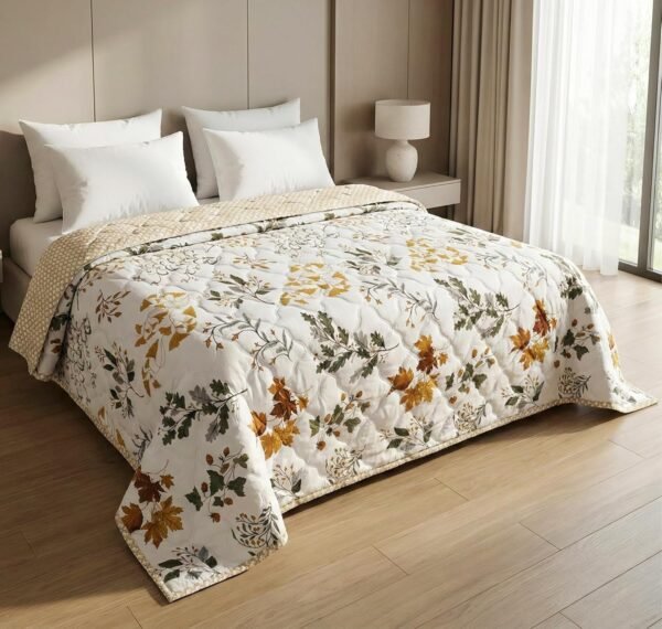 BSB HOME 220 GSM Ultrasonic Quilted Comforter for Double Bed Ultrasonic Quilted AC Comforter for Double Bed, 220 GSM Premium Microfiber Reversible All Season Comforter (Yellow & Beige, 225 × 220 cm)