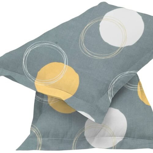 Cotton Pillow Covers Set (Grey & White, 18 × 28 Inches, Pack of 2)
