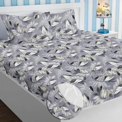 BSB HOME Premium Microfiber Elastic Fitted Bedsheet with Pillow Covers Premium Microfiber Elastic Fitted Bedsheet with 2 Pillow Covers (Grey & Black, King Size)