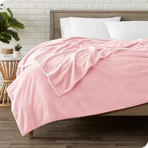 Premium Plush Flannel Blanket for Bed, Sofa & Travel, 300 GSM Lightweight All-Season Fleece Blanket (Pink, 150 × 220 cm)