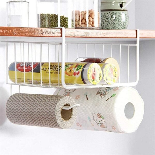 Bianco Under Cabinet Storage Basket Hanging Wire Kitchen Shelf Organizer Under Cabinet Storage Basket | Hanging Wire Shelf Organizer for Kitchen & Pantry | White