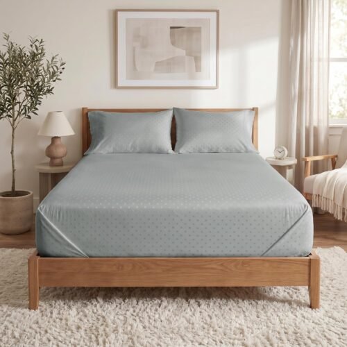 Blue Dahlia 300 TC Cotton King Size Bedsheet with 2 Pillow Covers 300 TC 100% Cotton King Size Bedsheet with 2 Pillow Covers (Paloma Grey, Swiss Dot)