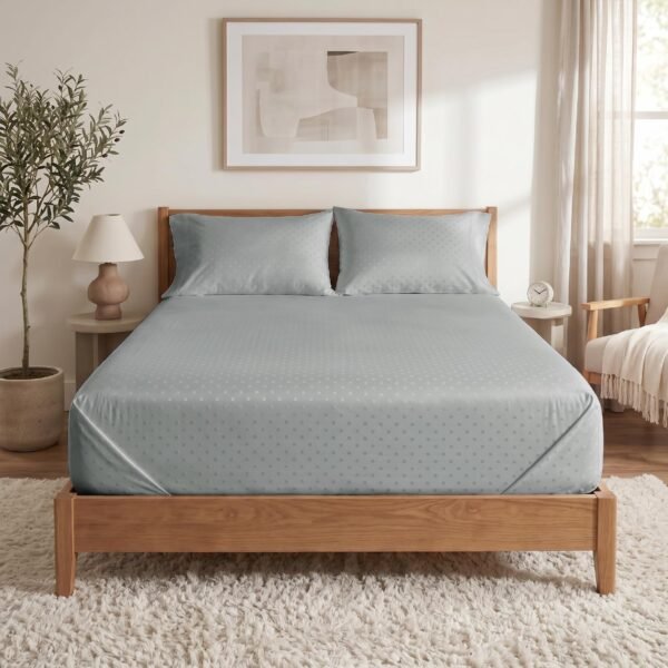 Blue Dahlia 300 TC Cotton King Size Bedsheet with 2 Pillow Covers 300 TC 100% Cotton King Size Bedsheet with 2 Pillow Covers (Paloma Grey, Swiss Dot)