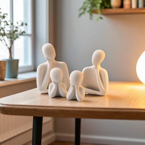 Ceramic Family Statue Set of 4 (5 Inches)