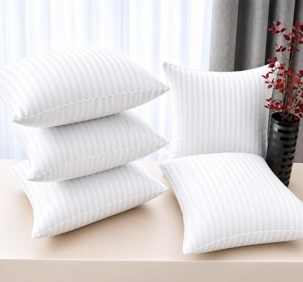 Cloth Fusion 16×16 Cushion Fillers Set of 5 Microfiber Sofa Cushions Microfiber Sofa Cushion Fillers 16 × 16 Inches, Set of 5 Square Cushions with Hollow Microfiber Filling (White)