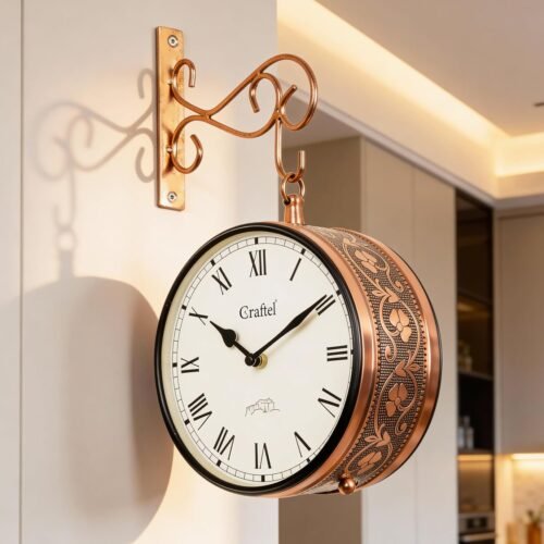 Double-Sided Station Wall Clock – Rose Gold