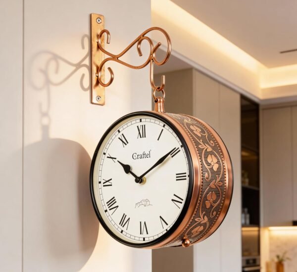 Double-Sided Station Wall Clock – Rose Gold