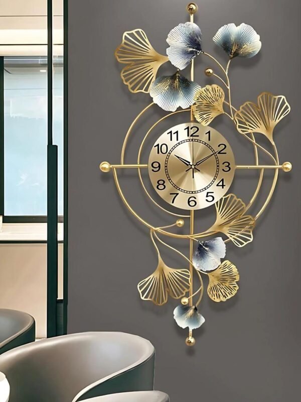 Abstract Metal Wall Clock – Gold & Grey