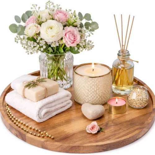 Premium Wooden Round Serving Tray | Decorative Platter for Coffee Table & Home Décor