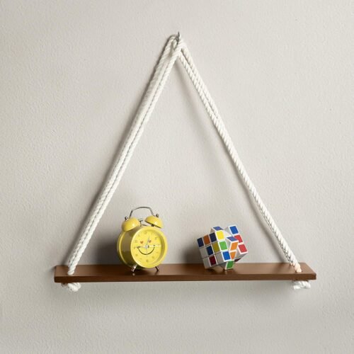 Macrame Rope Hanging Wall Shelf | Floating Wooden Wall Shelf