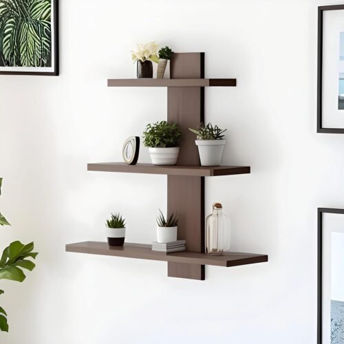 Wooden Tree Wall Shelf | 3-Tier Engineered Wood Wall Mounted Display Shelf