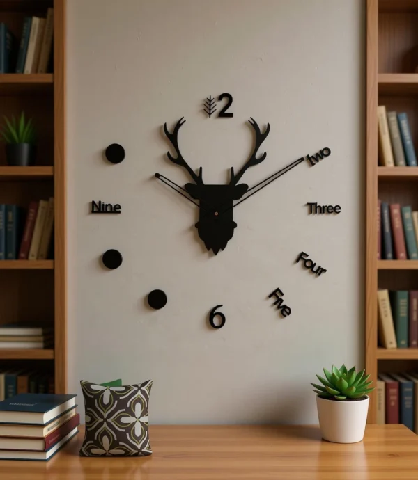 3D DIY Decorative Wall Clock – Large Frameless Quartz Clock (60 × 60 cm)