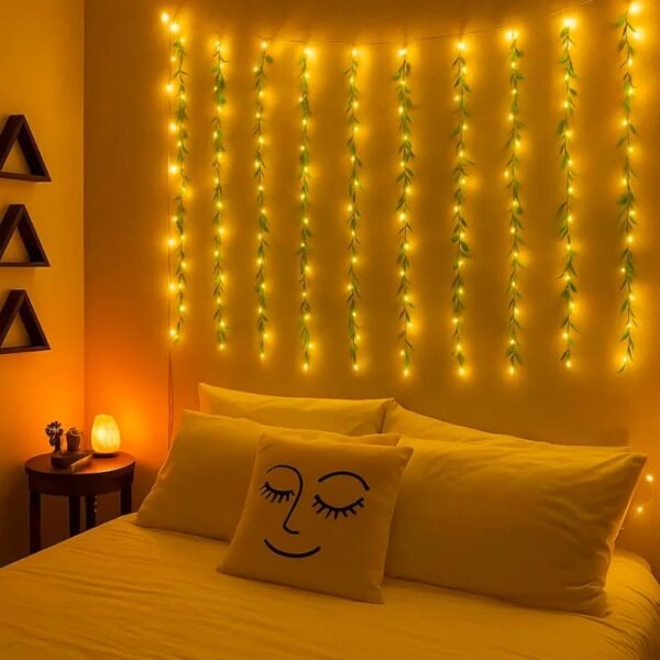 Fizzytech LED Leaf Curtain Fairy Lights 3x1M 200 LEDs LED Leaf Curtain Fairy Lights 3 × 1 Meter (200 LEDs, Warm White, Remote Control)