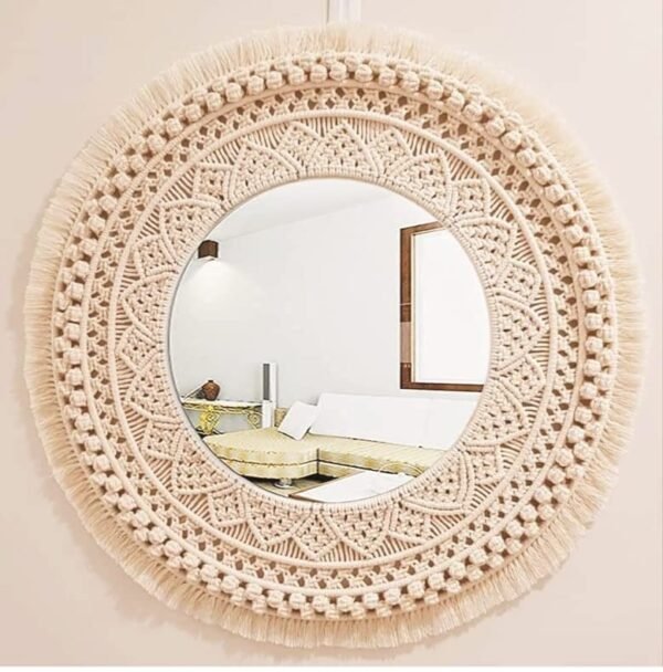 Handmade Boho Macramé Wall Mirror (18 Inches)