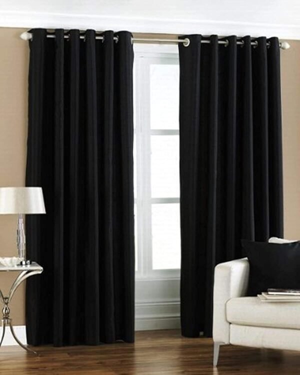 Galaxy Home Decor Solid Plain Door Curtains 7 Feet Black Set of 2 Solid Plain Polyester Door Curtains (7 Feet, Black, Set of 2)