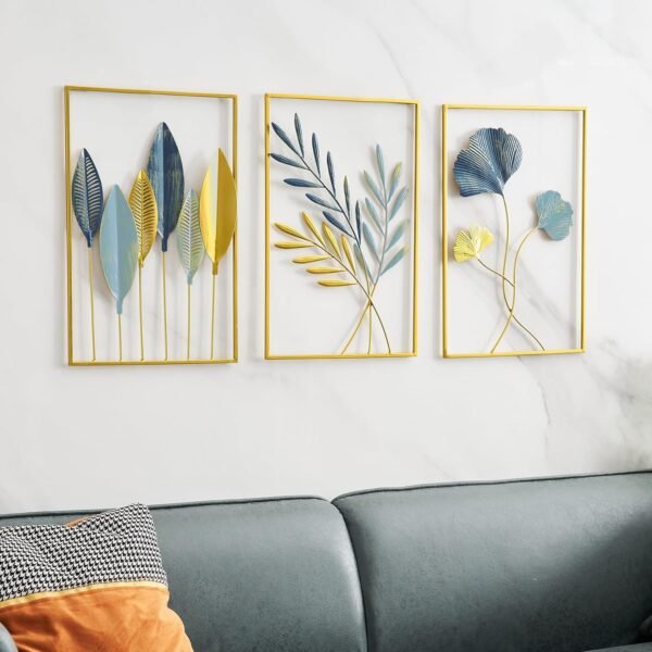 Gold Leaf Wall Decor Modern Wall Art (Set of 3) Gold Leaf Wall Decor Modern Wall Art (Set of 3)