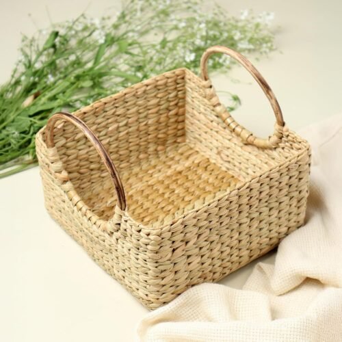 Handwoven Seagrass Storage Basket with Handles | Natural Wicker Organizer