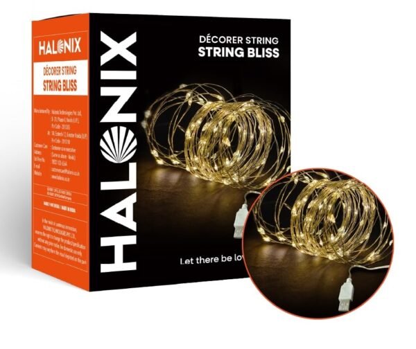 Halonix Bliss USB LED Fairy String Lights 10M 100 LEDs Warm White Bliss USB Powered LED Fairy String Lights 10 Meter (100 LEDs, Warm White)