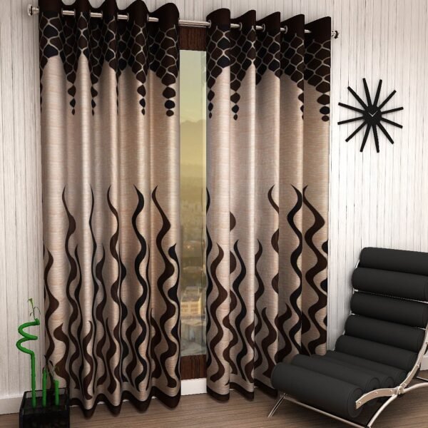 Home Sizzler Printed Window Curtains 5 Feet Brown Set of 2 Printed Polyester Window Curtains (5 Feet, Brown, Set of 2)