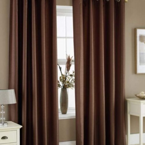 India Royal Silky Grommet Door Curtain (7 Feet, Coffee, Set of 2)