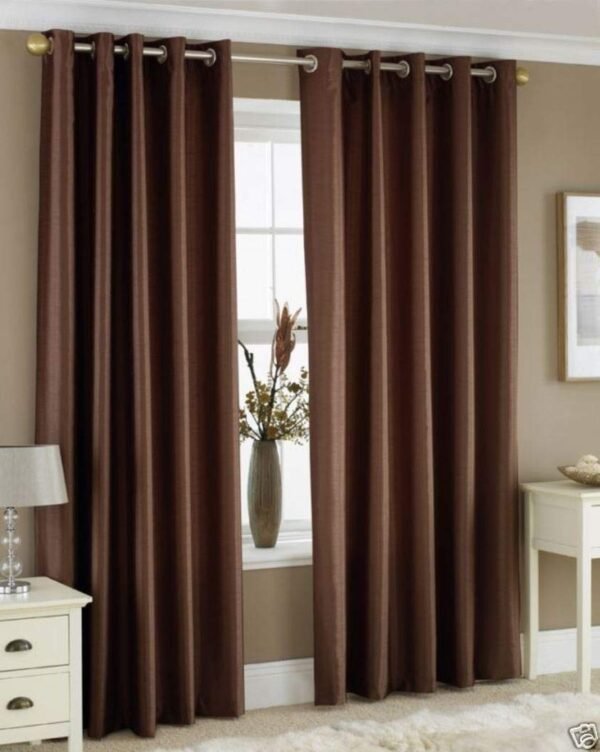 Homefab India Royal Silky Door Curtain 7 Feet Coffee Set of 2 India Royal Silky Grommet Door Curtain (7 Feet, Coffee, Set of 2)