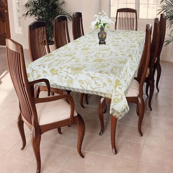 Homerz Waterproof Dining Table Cover 6-8 Seater Waterproof Dining Table Cover | 6-8 Seater Tablecloth | Stain & Wrinkle Resistant | White Floral | 60 × 90 Inches