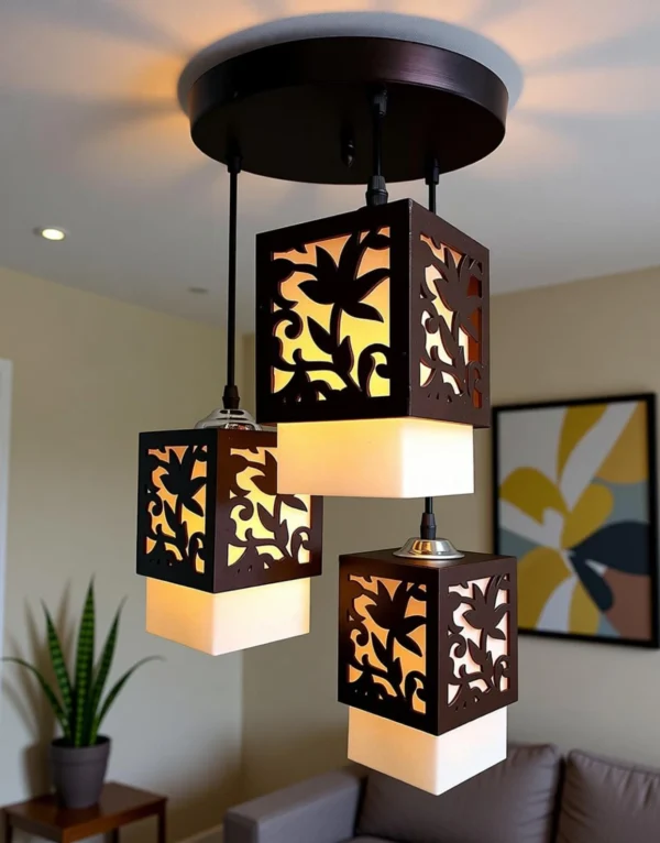 Wooden Cluster Pendant Light – Decorative Hanging Ceiling Lamp