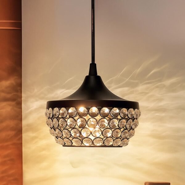 Crystal Pendant Light – Black Hanging Ceiling Lamp