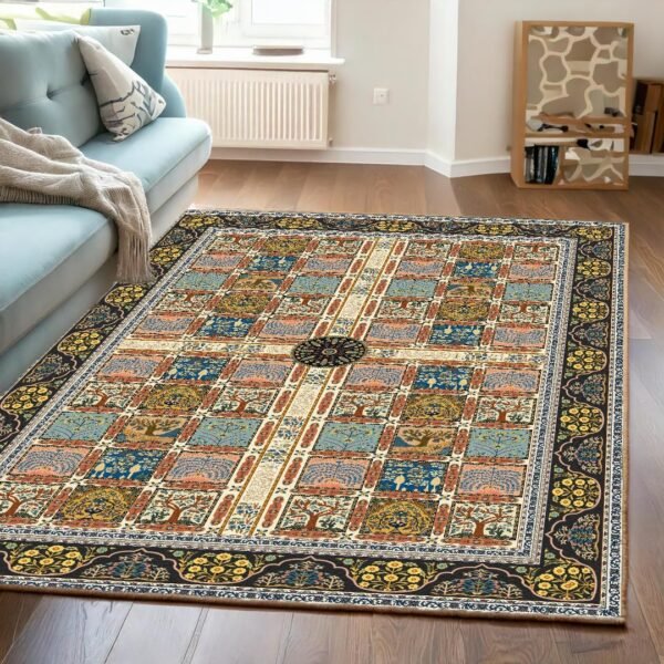 Ishro Home Vintage Printed Area Rug 3x5 Feet Fortune Garden Vintage Printed Area Rug 3x5 Feet | Anti-Slip Indoor Floor Carpet | Fortune Garden