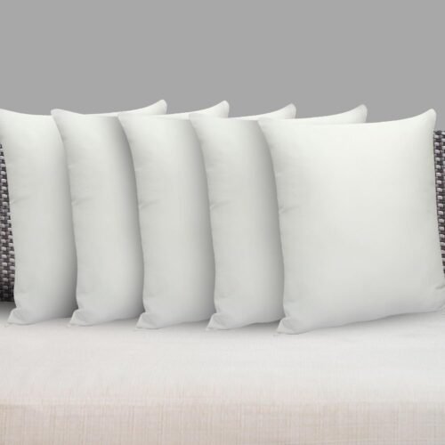 Premium Fibre Sofa Cushion Fillers 16 × 16 Inches, Set of 5 Square Cushion Inserts with Polyester Filling (White)
