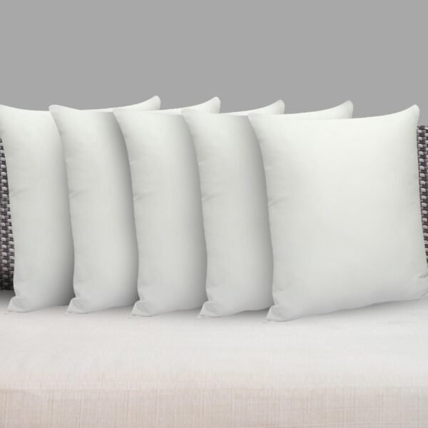 JDX 16×16 Cushion Fillers Set of 5 Premium Fibre Sofa Cushions Premium Fibre Sofa Cushion Fillers 16 × 16 Inches, Set of 5 Square Cushion Inserts with Polyester Filling (White)