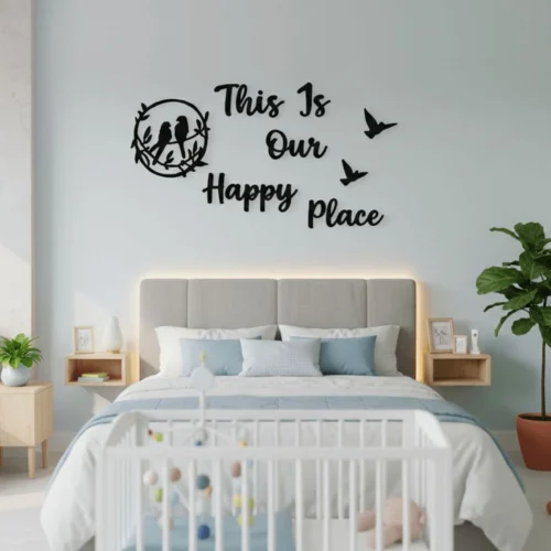 Khareed Ke Dekho Our Happy Place Wooden Wall Decor "Our Happy Place" Wooden Wall Decor