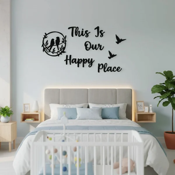 Khareed Ke Dekho Our Happy Place Wooden Wall Decor "Our Happy Place" Wooden Wall Decor