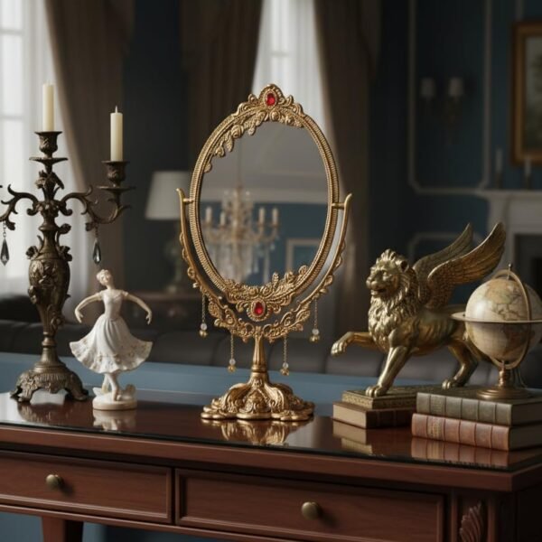 Antique Gold Double-Sided Table Mirror