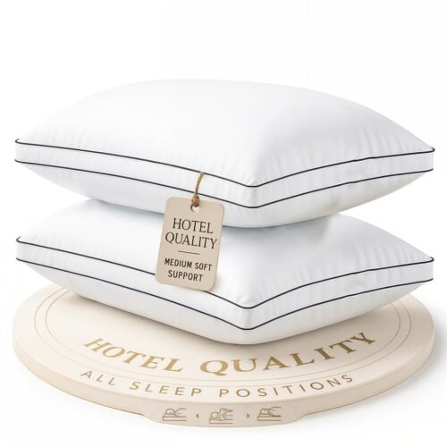 LANE LINEN Hotel Collection Hollow Fiber Pillows Set of 2 Hollow Fiber Sleeping Pillows (White, Queen Size, Set of 2)