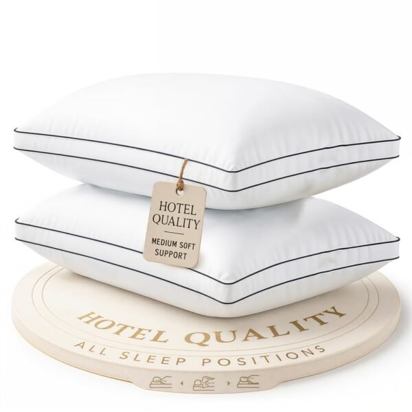 LANE LINEN Hotel Collection Hollow Fiber Pillows Set of 2 Hollow Fiber Sleeping Pillows (White, Queen Size, Set of 2)